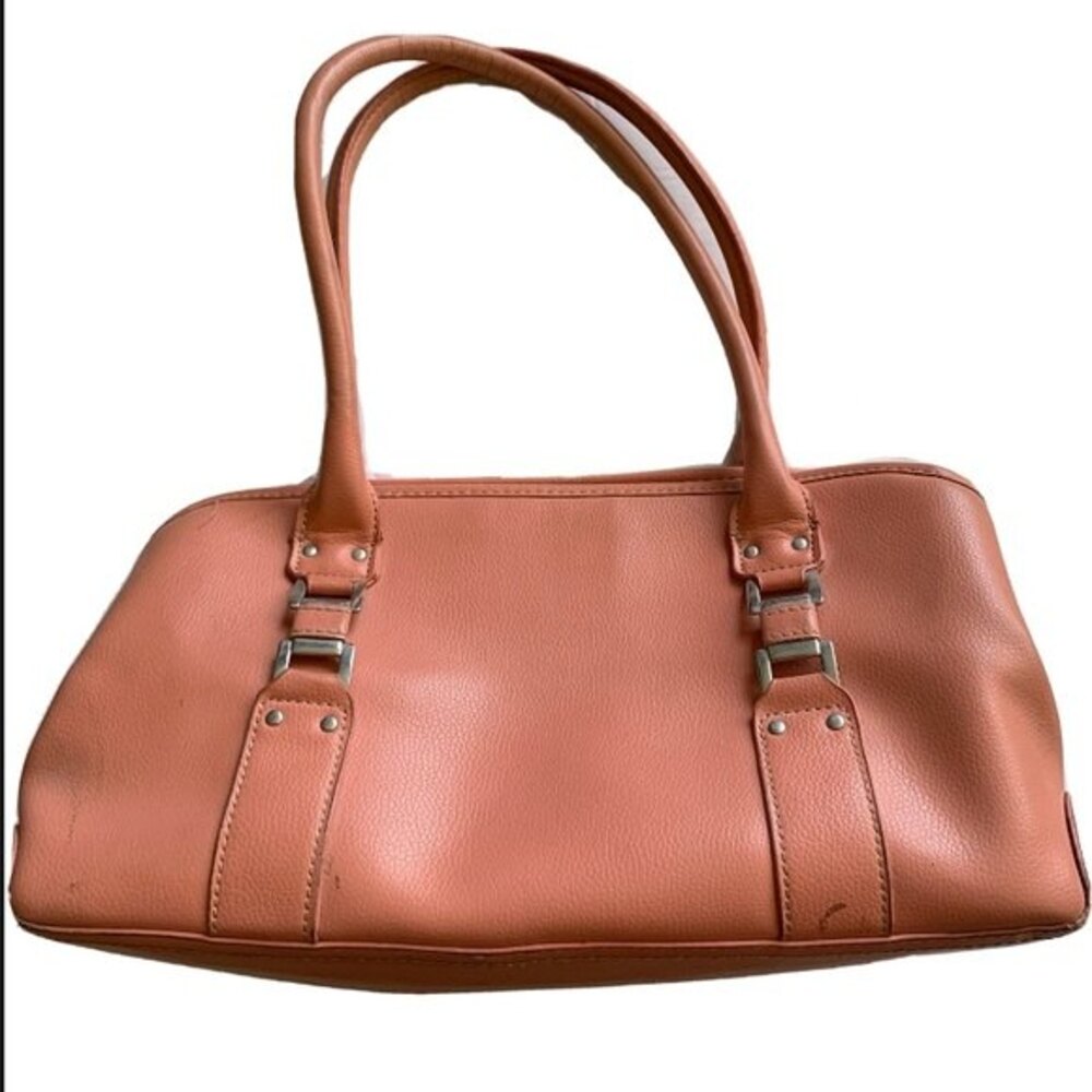 Vintage croft & barrow Peach Orange Vegan Leather Rectangle Shoulder Bag Purse